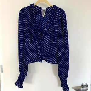 Free People • Polka Dot Navy Blouse • Size M